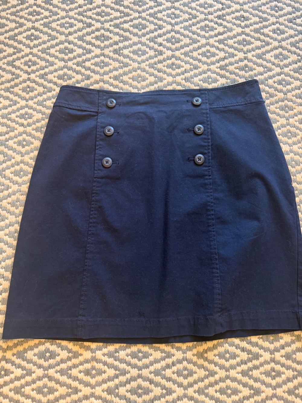 LOFT Navy Double-Button Mini Skirt